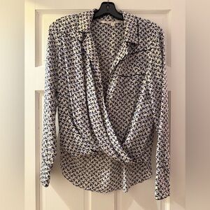 Veronica Beard Silk Printed Twist-Front Blouse Size 4
